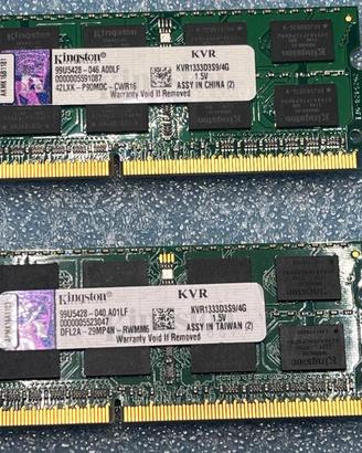 Kingston 2 x 4GB ddr3 so-dimm