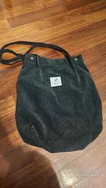 borsa nera stile velluto a coste