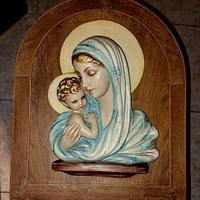 Madonna con Bambino in scagliola dipinta 