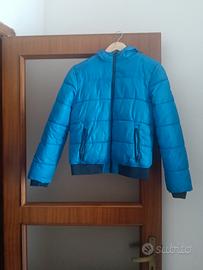 Piumino azzurro con cappuccio - Taglia 12/13 anni