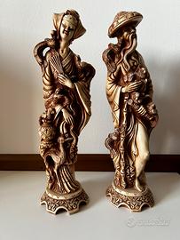 Statue asiatiche vintage uomo donna