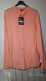 camicia di lino salmone