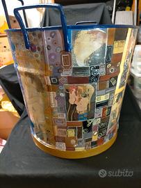 ANTICA E GIGANTESCA TINOZZA DECORATA A MANO KLIMT