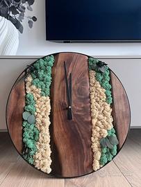 Orologio artigianale in legno di noce Diam. 45 cm