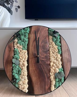 Orologio artigianale in legno di noce Diam. 45 cm