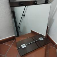 Specchio con mensola e luci