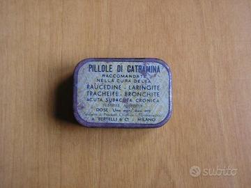 Scatola latta pillole catramina