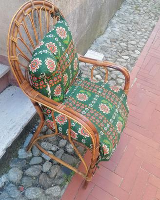 2 sedie in Rattan naturale con cuscino 