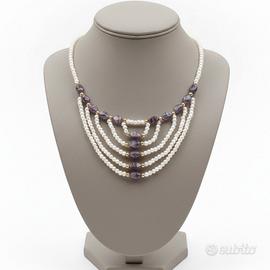 Collana vintage elegante perle multifilo elegante