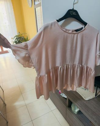 Maglietta Blusa da Donna Zara in Viscosa Taglia S