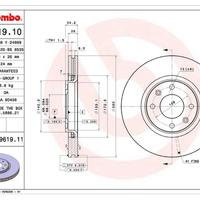 Brembo 09.9619.10 - Disco Freno (Set di 2) - Anter