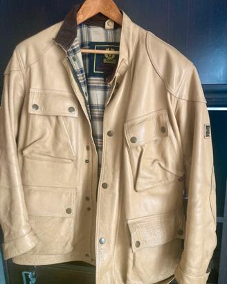 Giacca Belstaff Pelle Beige Vintage
