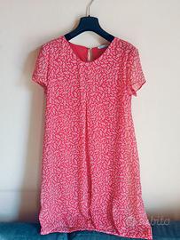 Abito vestito corallo e bianco, Calliope tg Large