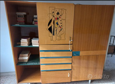 Armadio/libreria e letto per Camera singola