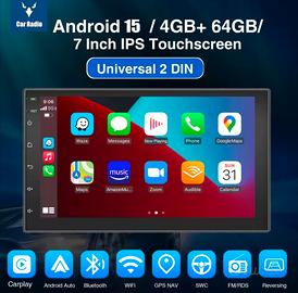 autoradio 2 Din 7 pollici android 15 carplay 4+64g