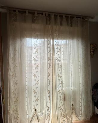Tende doppio velo beige decori floreali 280x280