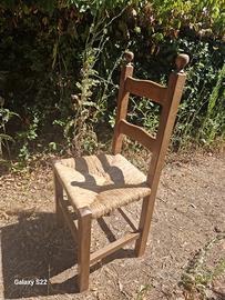 Sedia paglia e legno massello