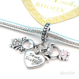 Charm argento925 sorelle bimbe soul sister forever