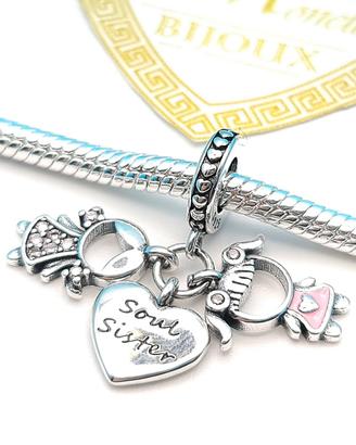 Charm argento925 sorelle bimbe soul sister forever