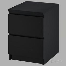 Comodino  Ikea MALM con 2 cassetti, marrone-nero