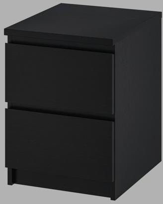 Comodino  Ikea MALM con 2 cassetti, marrone-nero