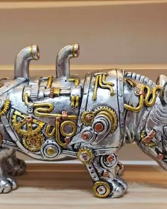Scultura, Rinoceronte Steampunk - 20 cm - Resina