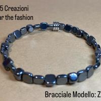 Bracciale artigianale ematite acciaio Modello ZEUS
