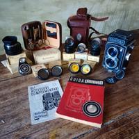Rolleiflex 3.5 con accessori e custodia in cuoio