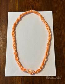 Collana corallo rosa antica 3 fili
