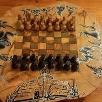 scacchiera in legno d'ulivo