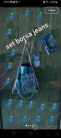 Set coordinato in denim borsa jeans