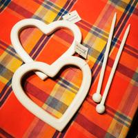 2 Fermatenda a Cuore in legno Bianco Opaco