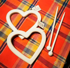 2 Fermatenda a Cuore in legno Bianco Opaco