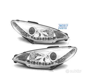 FARI PEUGEOT 206 98-08 LUCE DIURNA LED REALE FONDO