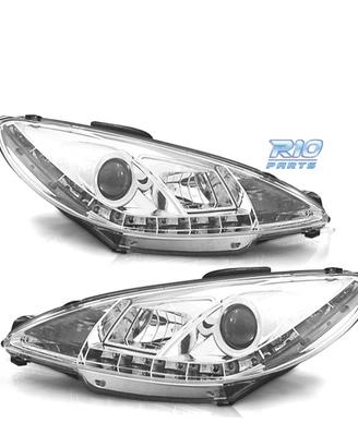 FARI PEUGEOT 206 98-08 LUCE DIURNA LED REALE FONDO
