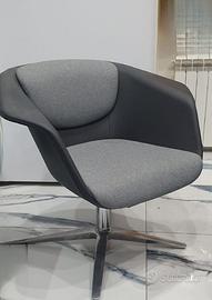 elegante sedia poltrona in pelle ed acciaio SEDUS