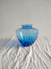 vaso blu cobalto in vetro di murano