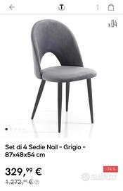 Sedie Tomasucci 8 pezzi grigio velluto