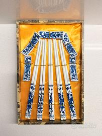 5 paia bacchette cinesi porcellana e piattini