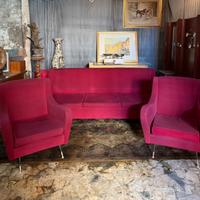 Set divano e coppia poltrone da salotto anni 50