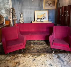 Set divano e coppia poltrone da salotto anni 50