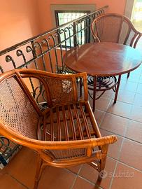 Salottino vintage in rattan e bambù
