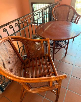 Salottino vintage in rattan e bambù