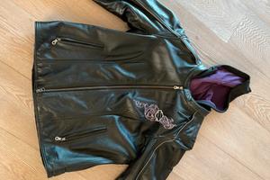 Giubbotto moto in pelle Harley Davidson + guanti