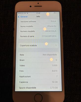 Iphone 6s Silver 16gb