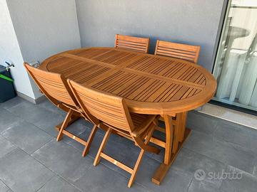 Tavolo Chelsea in legno 170-230x100cm + n.4 sedie