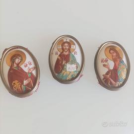 Trittico piccole Icone Russe Vintage smaltate