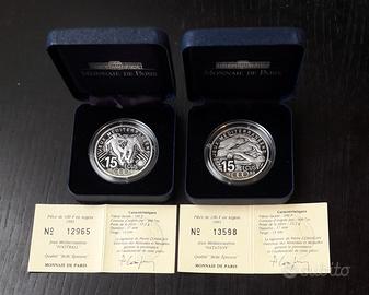 ARGENTO 2x 100 franchi 1993 FRANCIA Giochi _LEGGI