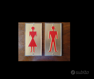 Toilette coppia targhe tabelle figurate 1970 orig.