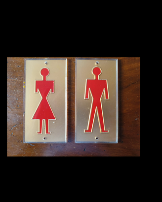 Toilette coppia targhe tabelle figurate 1970 orig.